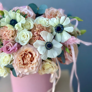 Hat Box "Peachy Anemones"