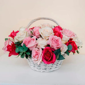 "Colorful Roses” Flower Basket