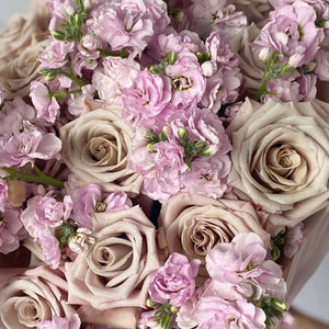 Duo Bouquet of Powdery Roses&Stock