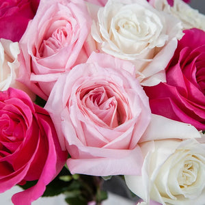 2 Dozen Roses White-Pink Mix