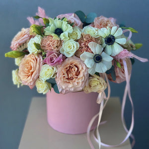 Hat Box "Peachy Anemones"