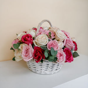 "Colorful Roses” Flower Basket