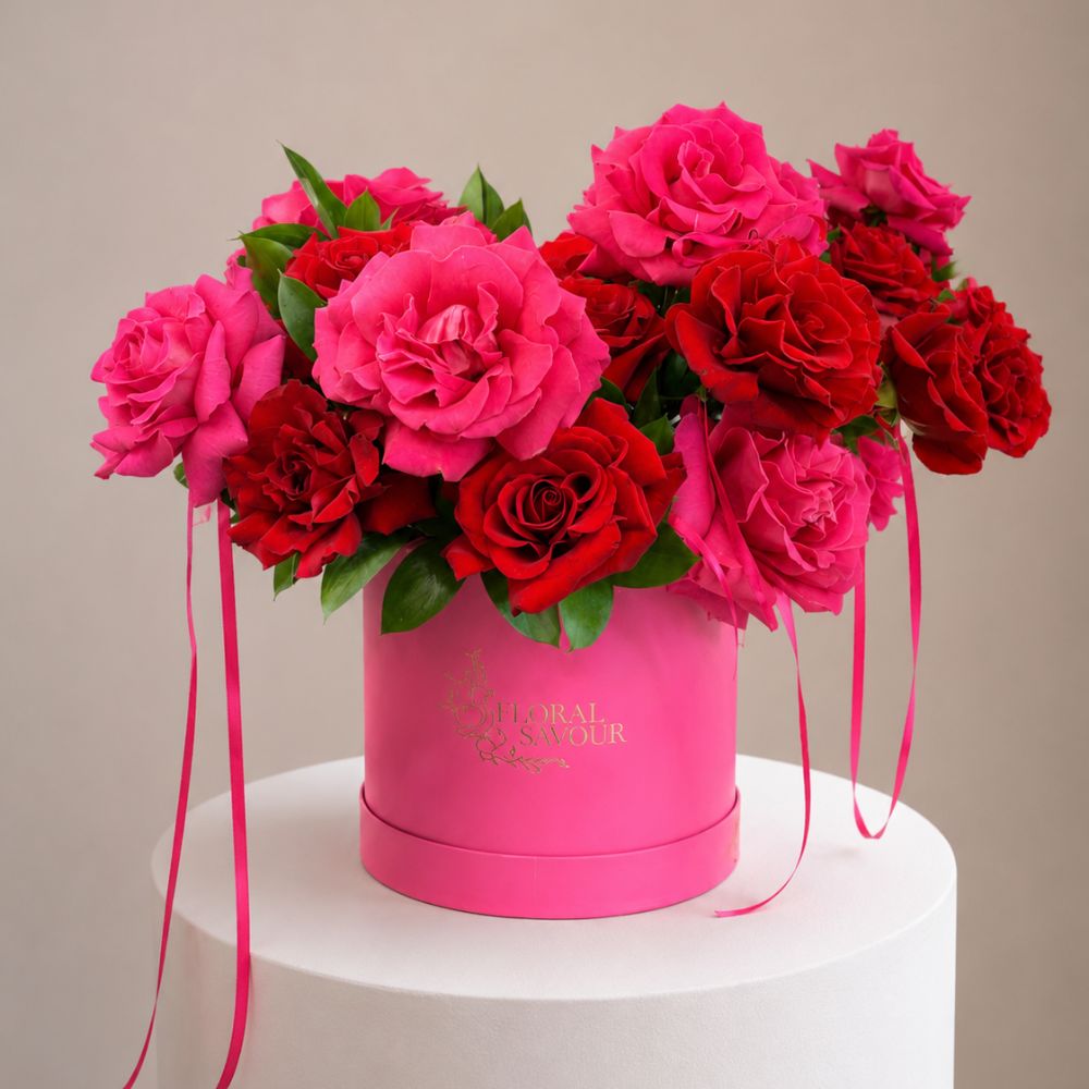 French rose flower box for birthday flowers in Orlando by Floral Savour florist