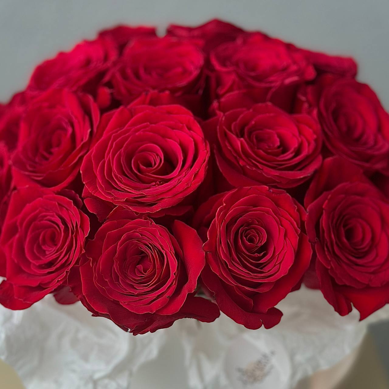 Hat Box of Classic Red Roses