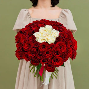 50 Classic Roses Red&White Mix