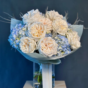 Duo Bouquet of Roses White Ohara&Hydrangea