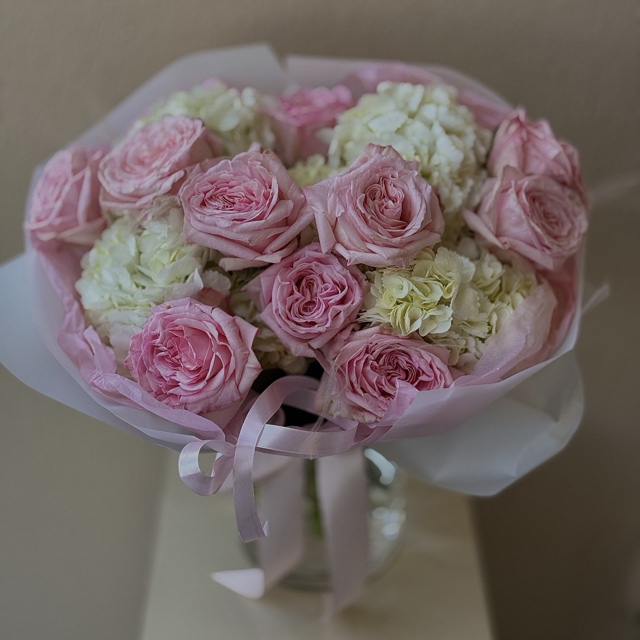 Duo Bouquet of Roses Pink Ohara&Hydrangea