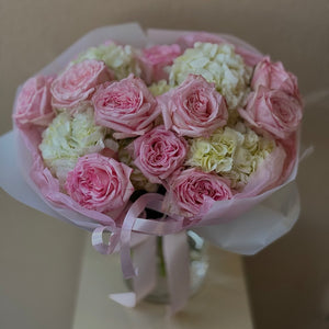 Duo Bouquet of Roses Pink Ohara&Hydrangea