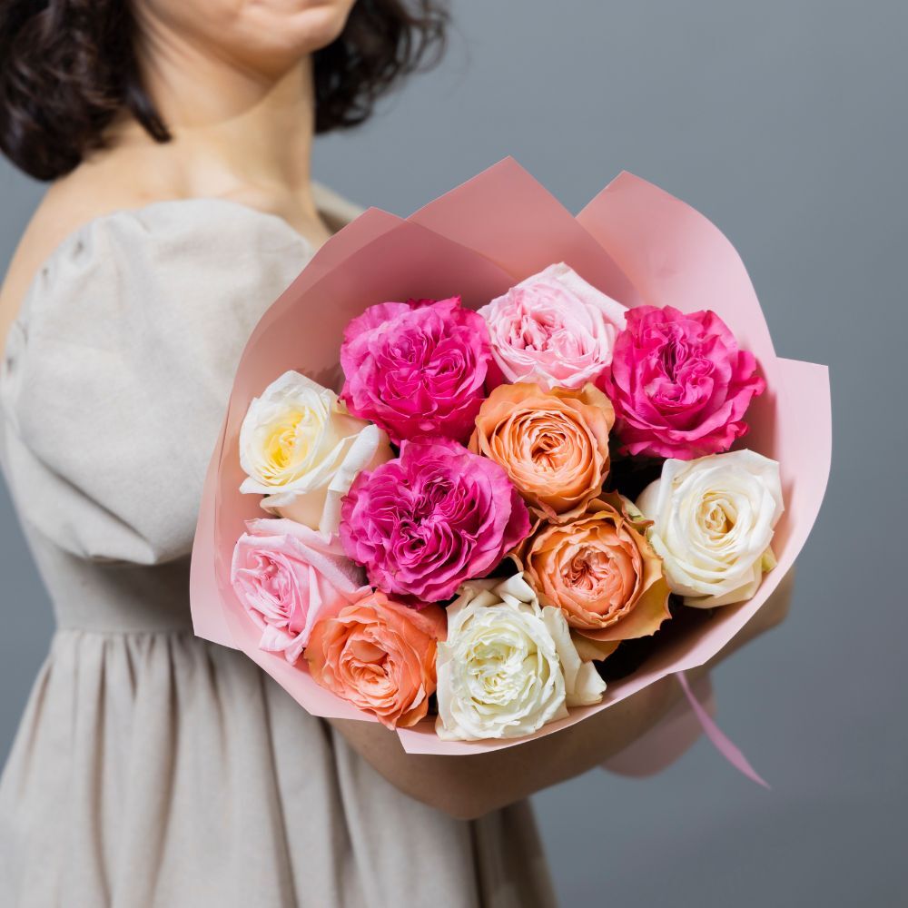 Dozen Garden Roses Vivid Mix