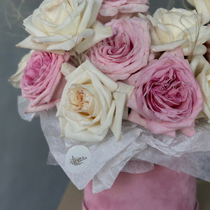 Hat Box of Roses White&Pink Ohara