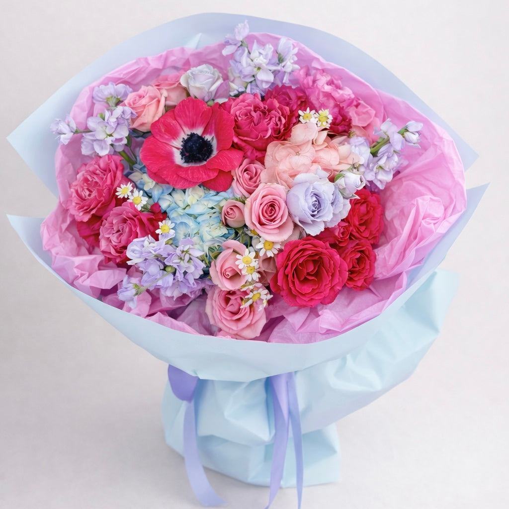 “Pink-Blue Bliss” Mix Bouquet