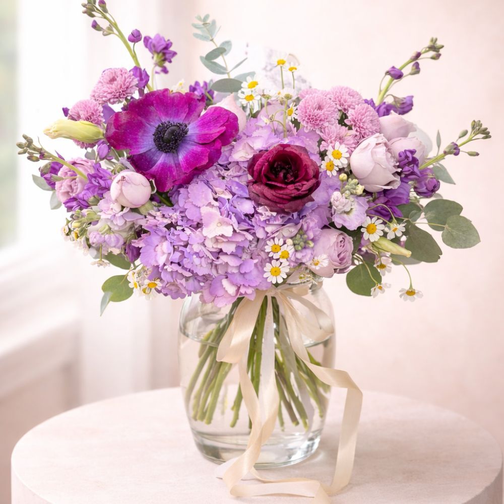"Blush & Berry Harmony" Vase Arrangement
