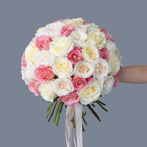 50 Roses White-Pink Mix