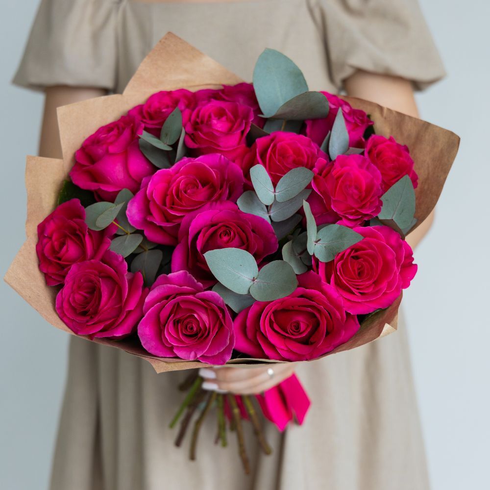Dozen Hot Pink Roses