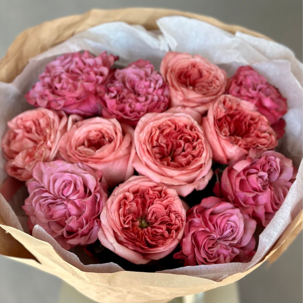 Dozen Pink Garden Roses Mix 2