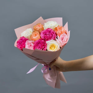 Dozen Garden Roses Vivid Mix