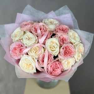 18 Garden Roses White&Pink Ohara