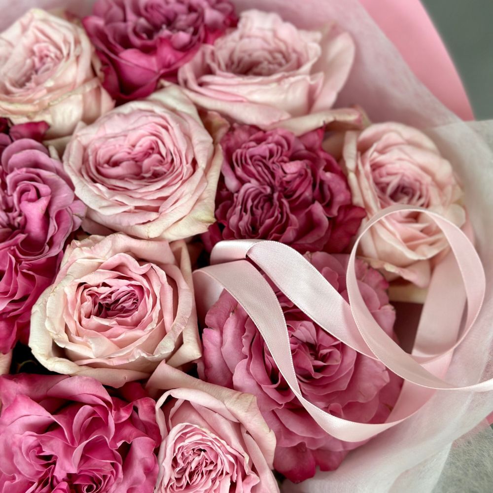 Dozen Pink Garden Roses Mix