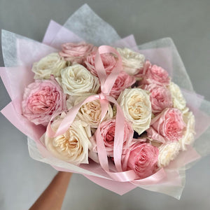 18 Garden Roses White&Pink Ohara