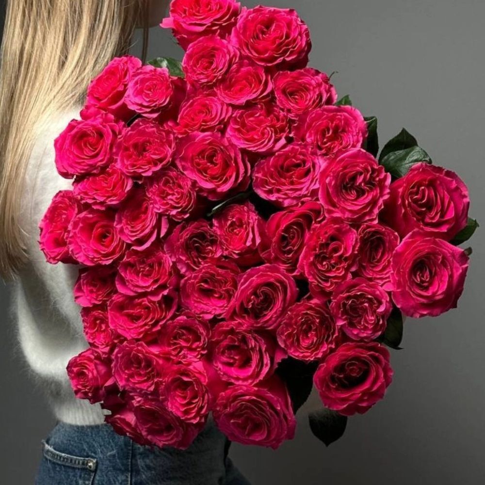 50 Hot Pink Roses