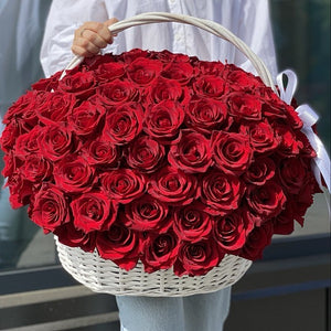 Flower Basket of Red Roses