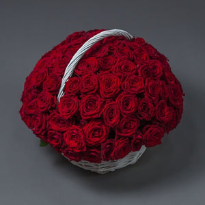 Flower Basket of Red Roses