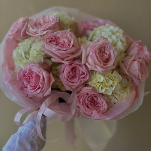 Duo Bouquet of Roses Pink Ohara&Hydrangea