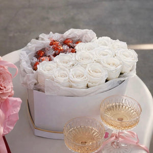 Everlasting Heart-Shaped Roses Sweet Box